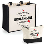 Cabas femme sac plage ou shopping tote bag pochette trousse Idée cadeau original pour anniversaire Noël travail départ retraite collègue famille fete des mères maman mamie