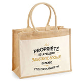 Sac Fête des Mères Mamie Famille Idée Cadeau anniversaire Noël Travail Boulot Métier Départ Retraite Collègue Femme cabas shopping plage