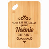 Planche bambou gravée personnalisée femme idée cadeau Fête des Mères apéro 30×20 prénom cuisine plateau fromage anniversaire noel maman mamie