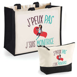 Cabas femme sac plage ou shopping tote bag pochette trousse Idée cadeau original pour anniversaire Noël travail départ retraite collègue famille fete des mères maman mamie