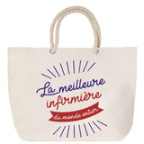 Sac Fête des Mères Mamie Famille Idée Cadeau anniversaire Noël Travail Boulot Métier Départ Retraite Collègue Femme cabas shopping plage
