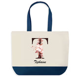 Sac de shopping bleu Tiphaine Lettre Fleur