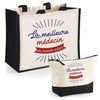 Cabas femme sac plage ou shopping tote bag pochette trousse Idée cadeau original pour anniversaire Noël travail départ retraite collègue famille fete des mères maman mamie