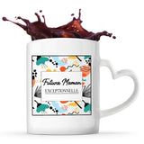 Mug anse coeur Future Maman Exceptionnelle design abstrait