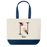 Sac de shopping bleu Noûr Lettre Fleur