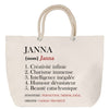 Sac Fête des Mères Mamie Famille Idée Cadeau anniversaire Noël Travail Boulot Métier Départ Retraite Collègue Femme cabas shopping plage