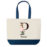 Sac de shopping bleu Pascale Lettre Fleur