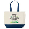 Sac de shopping bleu Merci Enseignante Inoubliable Femme