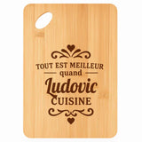 Planche bambou gravée personnalisée homme idée cadeau Fête des Pères apéro 30×20 prénom cuisine plateau fromage anniversaire noel papa papi 