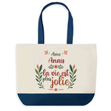Sac Fête des Mères Mamie Famille Idée Cadeau anniversaire Noël Travail Boulot Métier Départ Retraite Collègue Femme cabas shopping plage