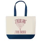 Sac de shopping bleu J'peux pas Broder Broderie