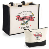 Cabas femme sac plage ou shopping tote bag pochette trousse Idée cadeau original pour anniversaire Noël travail départ retraite collègue famille fete des mères maman mamie