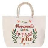 Sac Fête des Mères Mamie Famille Idée Cadeau anniversaire Noël Travail Boulot Métier Départ Retraite Collègue Femme cabas shopping plage