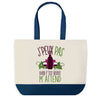 Sac de shopping bleu J'peux pas Vin Alcool Petit Verre