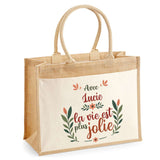 Sac Fête des Mères Mamie Famille Idée Cadeau anniversaire Noël Travail Boulot Métier Départ Retraite Collègue Femme cabas shopping plage