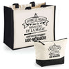 Cabas femme sac plage ou shopping tote bag pochette trousse Idée cadeau original pour anniversaire Noël travail départ retraite collègue famille fete des mères maman mamie