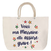 Sac Fête des Mères Mamie Famille Idée Cadeau anniversaire Noël Travail Boulot Métier Départ Retraite Collègue Femme cabas shopping plage