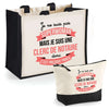 Cabas femme sac plage ou shopping tote bag pochette trousse Idée cadeau original pour anniversaire Noël travail départ retraite collègue famille fete des mères maman mamie