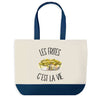 Sac de shopping bleu Frites c'est la Vie