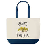 Sac de shopping bleu Frites c'est la Vie