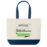 Sac de shopping bleu Meilleur Bibliothécaire de tous les temps