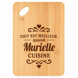 Planche bambou gravée personnalisée femme idée cadeau Fête des Mères apéro 30×20 prénom cuisine plateau fromage anniversaire noel maman mamie
