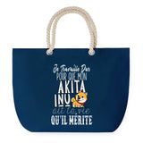 Sac de plage Bleu anse corde Akita Inu Travailler Dur pour mon Chien
