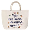 Sac Fête des Mères Mamie Famille Idée Cadeau anniversaire Noël Travail Boulot Métier Départ Retraite Collègue Femme cabas shopping plage