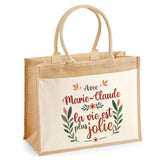 Sac Fête des Mères Mamie Famille Idée Cadeau anniversaire Noël Travail Boulot Métier Départ Retraite Collègue Femme cabas shopping plage