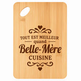 Planche bambou gravée personnalisée femme idée cadeau Fête des Mères apéro 30×20 prénom cuisine plateau fromage anniversaire noel maman mamie