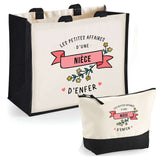 Cabas femme sac plage ou shopping tote bag pochette trousse Idée cadeau original pour anniversaire Noël travail départ retraite collègue famille fete des mères maman mamie