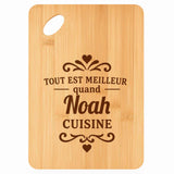 Planche bambou gravée personnalisée homme idée cadeau Fête des Pères apéro 30×20 prénom cuisine plateau fromage anniversaire noel papa papi 