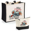Cabas femme sac plage ou shopping tote bag pochette trousse Idée cadeau original pour anniversaire Noël travail départ retraite collègue famille fete des mères maman mamie
