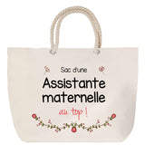 Sac Fête des Mères Mamie Famille Idée Cadeau anniversaire Noël Travail Boulot Métier Départ Retraite Collègue Femme cabas shopping plage