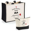 Cabas femme sac plage ou shopping tote bag pochette trousse Idée cadeau original pour anniversaire Noël travail départ retraite collègue famille fete des mères maman mamie