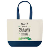 Sac de shopping bleu Merci Assistante Maternelle Inoubliable Femme