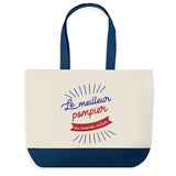 Sac de shopping bleu Pompier Meilleur du Monde