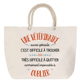 Sac Fête des Mères Mamie Famille Idée Cadeau anniversaire Noël Travail Boulot Métier Départ Retraite Collègue Femme cabas shopping plage
