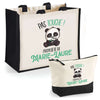 Cabas femme sac plage ou shopping tote bag pochette trousse Idée cadeau original pour anniversaire Noël travail départ retraite collègue famille fete des mères maman mamie