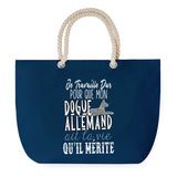 Sac de plage Bleu anse corde Dogue Allemand Travailler Dur pour mon Chien