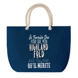 Sac de plage Bleu anse corde Highland Fold Travailler Dur pour mon Chat