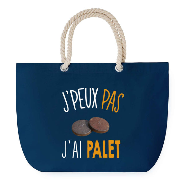 Sac de plage Bleu anse corde J'peux Pas Palet
