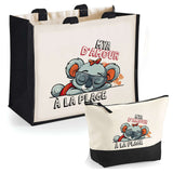 Cabas femme sac plage ou shopping tote bag pochette trousse Idée cadeau original pour anniversaire Noël travail départ retraite collègue famille fete des mères maman mamie