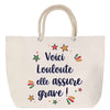 Sac Fête des Mères Mamie Famille Idée Cadeau anniversaire Noël Travail Boulot Métier Départ Retraite Collègue Femme cabas shopping plage