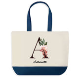Sac de shopping bleu Antoinette Lettre Fleur