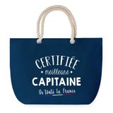 Sac de plage Bleu anse corde Certifiée meilleure Capitaine