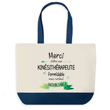 Sac de shopping bleu Merci Kinésithérapeute Inoubliable Femme