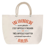 Sac Fête des Mères Mamie Famille Idée Cadeau anniversaire Noël Travail Boulot Métier Départ Retraite Collègue Femme cabas shopping plage