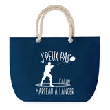 Sac de plage Bleu anse corde J'peux Pas Lancer du Marteau