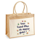 Sac Fête des Mères Mamie Famille Idée Cadeau anniversaire Noël Travail Boulot Métier Départ Retraite Collègue Femme cabas shopping plage